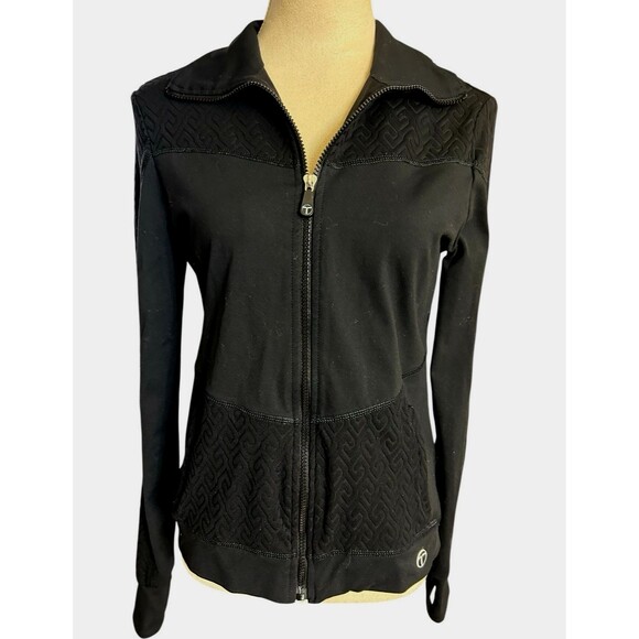 Trina Turk Recreation Womens Small  Black Full Zip  Athletic Thumb Hole Jacket - Picture 2 of 10